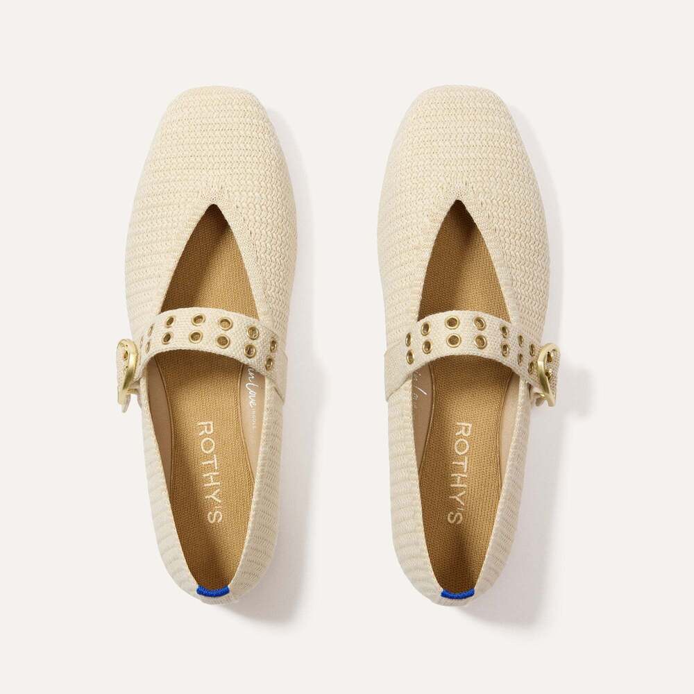 Rothy's The Max Buckle Mary Jane - Cream Woven Size 7.5 - Picture 1 of 3
